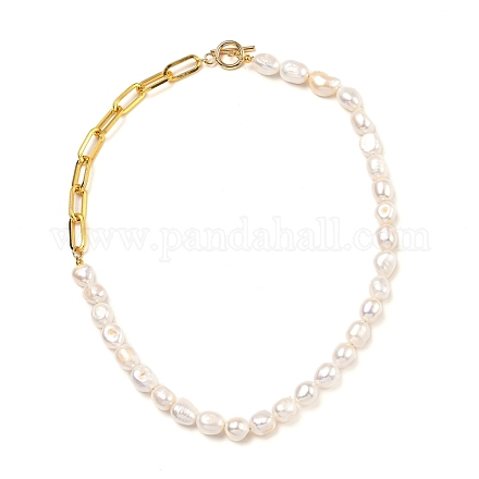 Collane con perle di perle keshi naturali barocche NJEW-JN02905-1