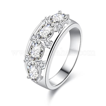 Silver Plated Brass Cubic Zirconia Bridal Rings for Women RJEW-BB00723-7-1