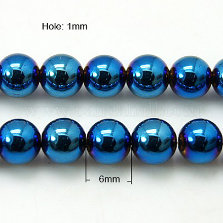 Chapelets de perles en hématite synthétique sans magnétiques G-C019-6mm-1