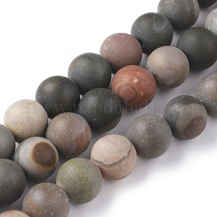 Chapelets de perles en jaspe d'océan naturelle G-F668-27-10mm-1