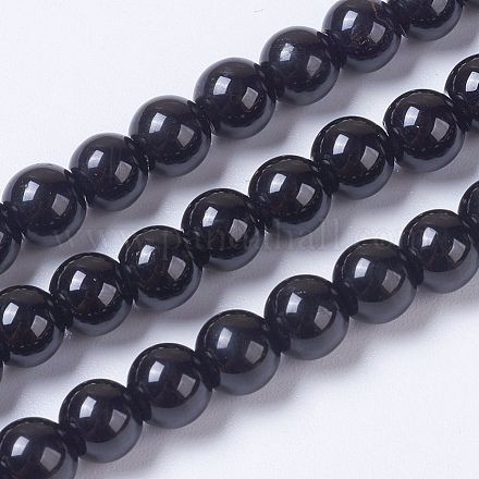 Natürliche schwarze Turmalin Perlen Stränge G-F568-191-6mm-1