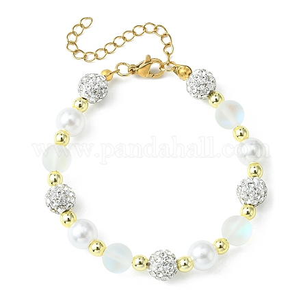 Bracelet de perles rondes en pierre de lune synthétique BJEW-JB09560-1