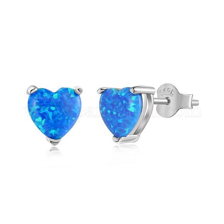 Rhodium Plated 925 Sterling Silver Opal Stud Earrings for Women EJEW-P231-76A-1