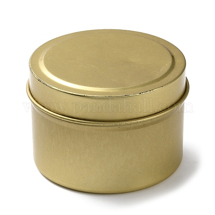 (訳あり見切り販売:傷あり) 丸鉄ブリキ缶  鉄瓶  化粧品の貯蔵容器  ろうそく  キャンディー  ふた付き  ゴールドカラー  6.6x4.6cm CON-XCP0002-26-1