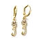 Brass Clear Cubic Zirconia Hoop Earrings, Real 18K Gold Plated, Letter J, 31mm, pendants: 17.5x6x2mm