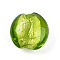 Handmade Silver Foil Glass Beads, Flat Round, Lime Green, 15~17x8.5~9.5mm, Hole: 1~2mm