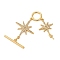 Brass Micro Pave Clear Cubic Zirconia Toggle Clasps, Star, Real 18K Gold Plated, 63mm, Star: 18x14x2mm and 24x19.5x2mm, Bar: 22x4x2mm