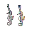 Ion Plating(IP) 304 Stainless Steel Pendants, Sea Horse, Rainbow Color, 29x12.5x4mm, Hole: 8x3.5mm