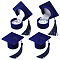 SUNNYCLUE 4Pcs Graduation Jewelry Storage Graduate Jewelry Box Bulk Blue Velvet Doctoral Caps Hat Shaped Ring Earrings Display Case Boxes with Sponge Inside Tassel for Celebration Graduation Gifts
