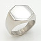 304 Stainless Steel Finger Rings, Hexagon, Stainless Steel Color, US Size 7(17.3mm)