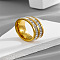 304 Stainless Steel Crystal Rhinestone Finger Rings, Golden, US Size 8(18.1mm)