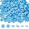 300Pcs 3 Styles 2-Hole Opaque Glass Seed Beads, Rectangle, Light Sky Blue, 4.5~5.5x2~5.5x1~2.5mm, Hole: 0.5~0.8mm, 100Pcs/style