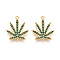 Brass Micro Pave Cubic Zirconia Pendants, Maple Leaf Charms, Long-Lasting Plated, Nickel Free, Real 18K Gold Plated, Green, 24.5x20x2mm, Hole: 1.5mm