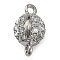 Brass Micro Pave Clear Cubic Zirconia Connector Charms, Round Links, Lead Free & Cadmium Free, Platinum, 12.5x7.5mm, Hole: 1.4mm