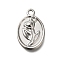 304 Stainless Steel Pendant Rhinestone Settings, Oval with Flower, Stainless Steel Color, 20x13x2.5mm, Hole: 2mm
