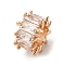 Brass Micro Pave Clear Cubic Zirconia Beads, Flat Round, Cadmium Free & Lead Free, Rack Plating, Long-Lasting Plated, Golden, 11x6.5mm, Hole: 6mm