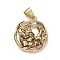 304 Stainless Steel Pendants, with Micro Pave Cubic Zirconia, Leopard, Clear, Antique Golden, 35x31x8.5mm, Hole: 9.5x7mm