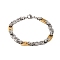 201 Stainless Steel Oval & 8 Byzantine Chains Bracelets, with 304 Stainless Steel Clasps, Golden & Stainless Steel Color, 8-5/8 inch(22cm)