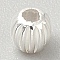 925 Sterling Silver Beads, Grooved Round Beads, Silver, 3.5mm, Hole: 1.2mm