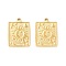 304 Stainless Steel Pendants, Rectangle with Sun & Moon, Real 18K Gold Plated, 22x17x2mm, Hole: 1.5mm