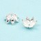 Brass Bead Caps, 7-Petal Flower, Silver, 9x9x3.5mm, Hole: 1mm