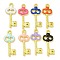 Rack Plating Brass Enamel Pendants, Long-Lasting Plated, Lead Free & Cadmium Free, Real 18K Gold Plated, Key Charm, Mixed Color, 27x11x2mm, Hole: 1.8mm