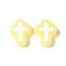 Baking Paint Glass Enamel Beads, Hand Drawn Beads, Cross, Champagne Gold, 14.5x11.5x4mm, Hole: 1mm
