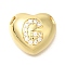Rack Plating Brass Micro Pave Cubic Zirconia Pendants, Cadmium Free & Lead Free, Heart with Letter A~Z Charms, Real 18K Gold Plated, Letter G, 14.5x16x6mm, Hole: 3mm