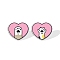 Acrylic Heart with Footprint Stud Earrings for Women, Pearl Pink, 15mm