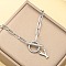 Stainless Steel Paperclip Chain Initial Necklaces with OT Clasps, Stainless Steel Color, Letter Y, 18.11 inch(46cm)