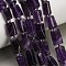 Natural Chevron Amethyst Beads Strands, Column, with Seed Beads, 10~14x6~9.5mm, Hole: 1mm, about 27~31pcs/strand, 15.16~15.75''(38.5~40cm)