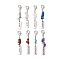 8Pcs 8 Styles Alloy Rectangle with Inspirational Word Pendant Decoration, Natural & Synthetic Gemstone Chips and Lobster Claw Clasps Charms for Bag Ornaments, 60~65mm, 1pc/style