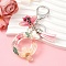 Resin & Acrylic & Faux Suede Tassel Keychain, with Alloy Clasp and Iron Rings, Letter Q, 10cm