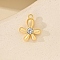 Metal Micro Pave Cubic Zirconia Pendants, Flower Charms, Golden, 10.4x12mm