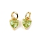 Brass Micro Pave Cubic Zirconia Charms, Long-Lasting Plated, Real 18K Gold Plated, Heart, Green Yellow, 8x5x3.5mm, Hole: 3mm