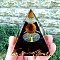 Orgonite Pyramid Resin Energy Generators, Reiki Natural Obsidian & Tiger Eye Chips Inside for Home Office Desk Decoration, 60x60x60mm