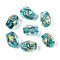 Handmade Gold & Silver Foil Glass Beads, Nuggets, Dark Turquoise, 12.5~14x10~11x9~10mm, Hole: 1.2~1.4mm