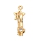 Brass Micro Pave Clear Cubic Zirconia Interlocking Clasps, Star, Real 18K Gold Plated, 25mm, Hole: 1.8mm and 1.2mm