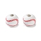 Spray Painted Wooden Beads, Round, White, Tennis, 8x7mm, Hole: 2mm