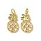 Brass Micro Pave Cubic Zirconia Charms, Pineapple, with Jump Ring, Rack Plating, Long-Lasting Plated, Cadmium Free & Lead Free, with Jump Ring, Real 18K Gold Plated, 13.5x8x1.5mm, Hole: 3mm