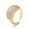 Brass with Cubic Zirconia Open Cuff Rings for Women, Real 18K Gold Plated, 7~17.5mm, Inner Diameter: 18mm