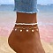Glass Seed Beaded Anklets, Heart Alloy Charms Anklets, Golden, 8-1/4 inch(210mm)