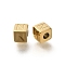 Ion Plating(IP) 304 Stainless Steel Beads, Cube with Letter, Real 14K Gold Plated, Letter N, 5x5x5mm, Hole: 2mm