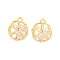 Brass Charms, with Glass,  Lead Free & Cadmium Free, Round, Real 24K Gold Plated, 12x10x10mm, Hole: 1.2mm