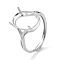 Adjustable 925 Sterling Silver Solitaire Ring Settings, Finger Ring Components, 4 Claw Prong Ring Settings, Real Platinum Plated, 1.3~2mm, US Size 7 1/4(17.5mm)