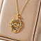 Bohemian Brass Pave Blue Cubic Zirconia Eye Pendant Necklaces, Daily Wear Gift, Golden, 15.75 inch(40cm)