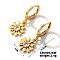 Fashionable Copper Inlaid Zircon Hoop Earrings, Elegant and Versatile Ear Accessories, Golden, Flower, 25x10mm