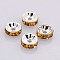 Brass Rhinestone Spacer Beads, Grade A, Straight Flange, Silver Metal Color, Rondelle, Topaz, 10x4mm, Hole: 2mm
