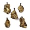 Electroplated Raw Natural Quartz Crystal Pendants, Nuggets Charms with Iron Findings, Platinum, Dark Goldenrod, 31~42x18~35x8~33mm, Hole: 6.5x4.5mm