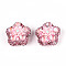 Flower Shape Polymer Clay Rhinestone Beads, with Resin & ABS Plastic Pearl, for Beadable Pens, Keychains, Jewelry and Crafts, Pale Violet Red, 25.5x26.5x18.5mm, Hole: 1.8mm